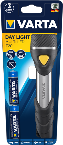 
VARTA Day Light Multi LED F20 2AA Ingår