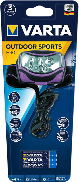 Varta Pannlampa Outdoor Sport,  2 x 1W Cree LED 3st AAA ingå
