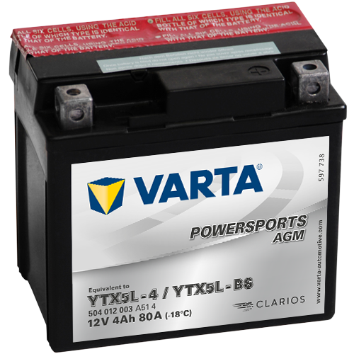 Varta Mc-batteri  AGM YTX5L-BS 12v 4Ah