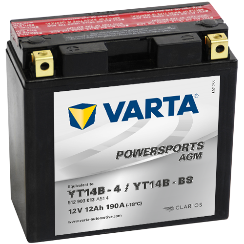 Varta Mc-batteri AGM YT14B-BS 12v 12Ah