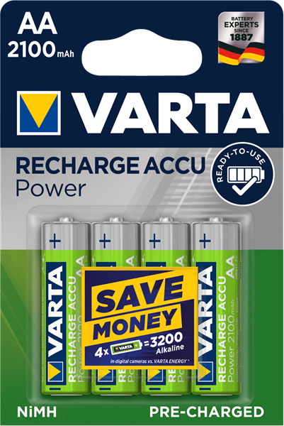 VARTA Laddbart AA 2100mAh 1,2v NiMh 4st