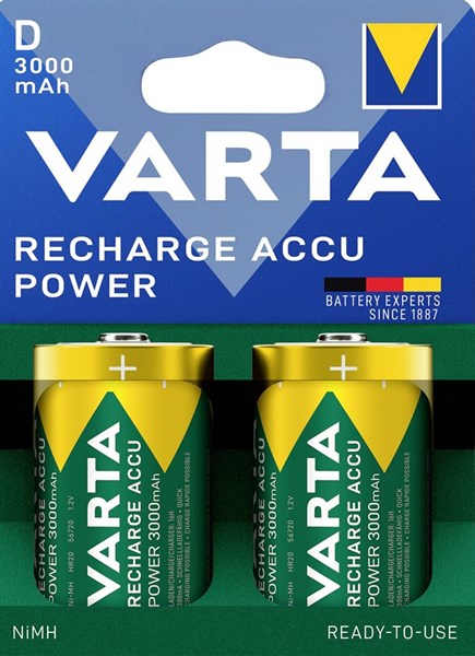 VARTA Laddbart D 3000mAh 1,2V NiMh 2st