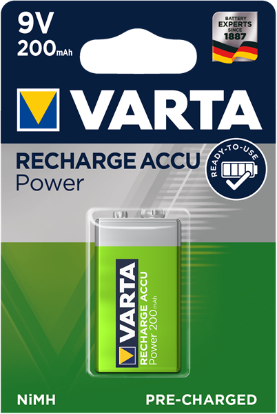VARTA Laddbart. 9V 200mAh 1,2v. NiMh 1st