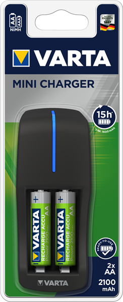 Varta Mini laddare. Laddar 2/2 AA,AAA. 2st AA 2100mAh ingår