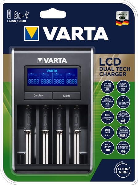 Varta laddare LCD Dual Tech. Laddar NiMH- och litium.