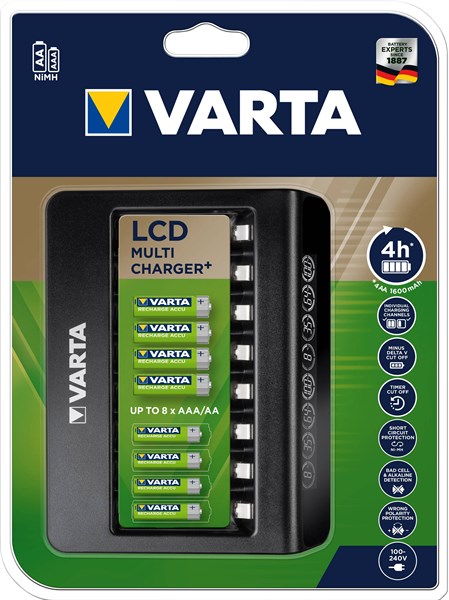 Varta laddare LCD. Laddar upp till 8st AA/AAA.