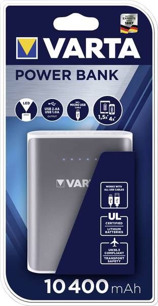 Powerbank Grå 10,4A Li-Ion 2xusb