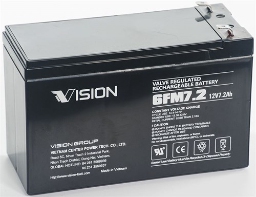 Vision Vrla 12V 7,2Ah (T2=6,3mm)