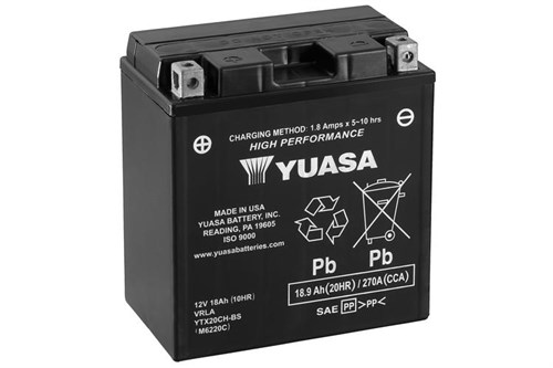 Yuasa Mc batteri YTX20CH-BS Hög Effekt AGM 12v 18,9 Ah