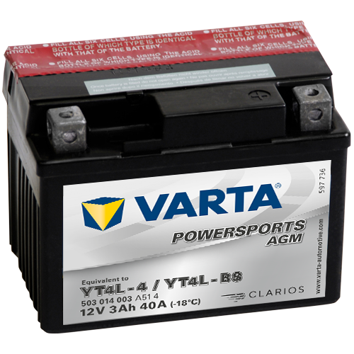 Varta Mc-batteri  AGM YT4L-BS 12v 3Ah