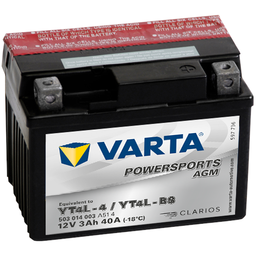 Varta Mc-batteri  AGM YT4L-BS 12v 3Ah