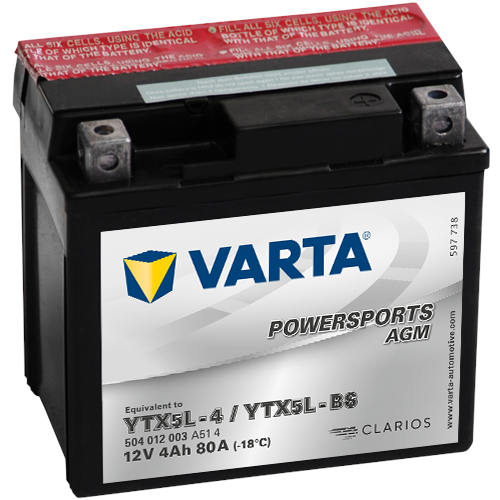Varta Mc-batteri  AGM YTX5L-BS 12v 4Ah