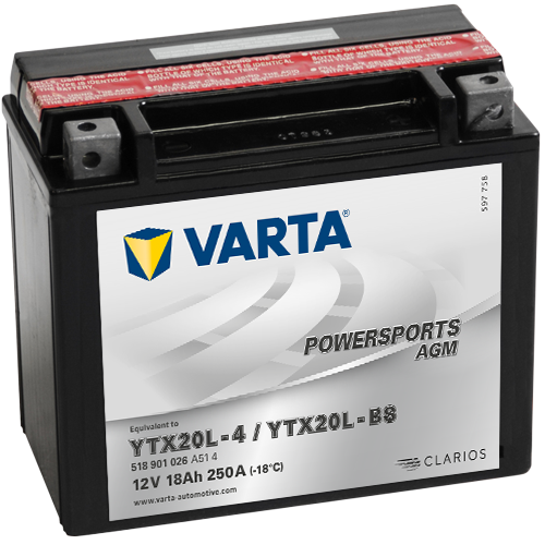 Varta Mc-batteri AGM YTX20L-BS 12v 18Ah