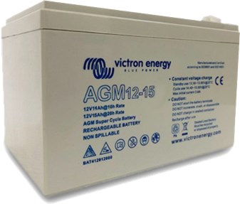 Victron 12V 15Ah AGM Super Cycle Batteri. (Faston 6,3 mm)
